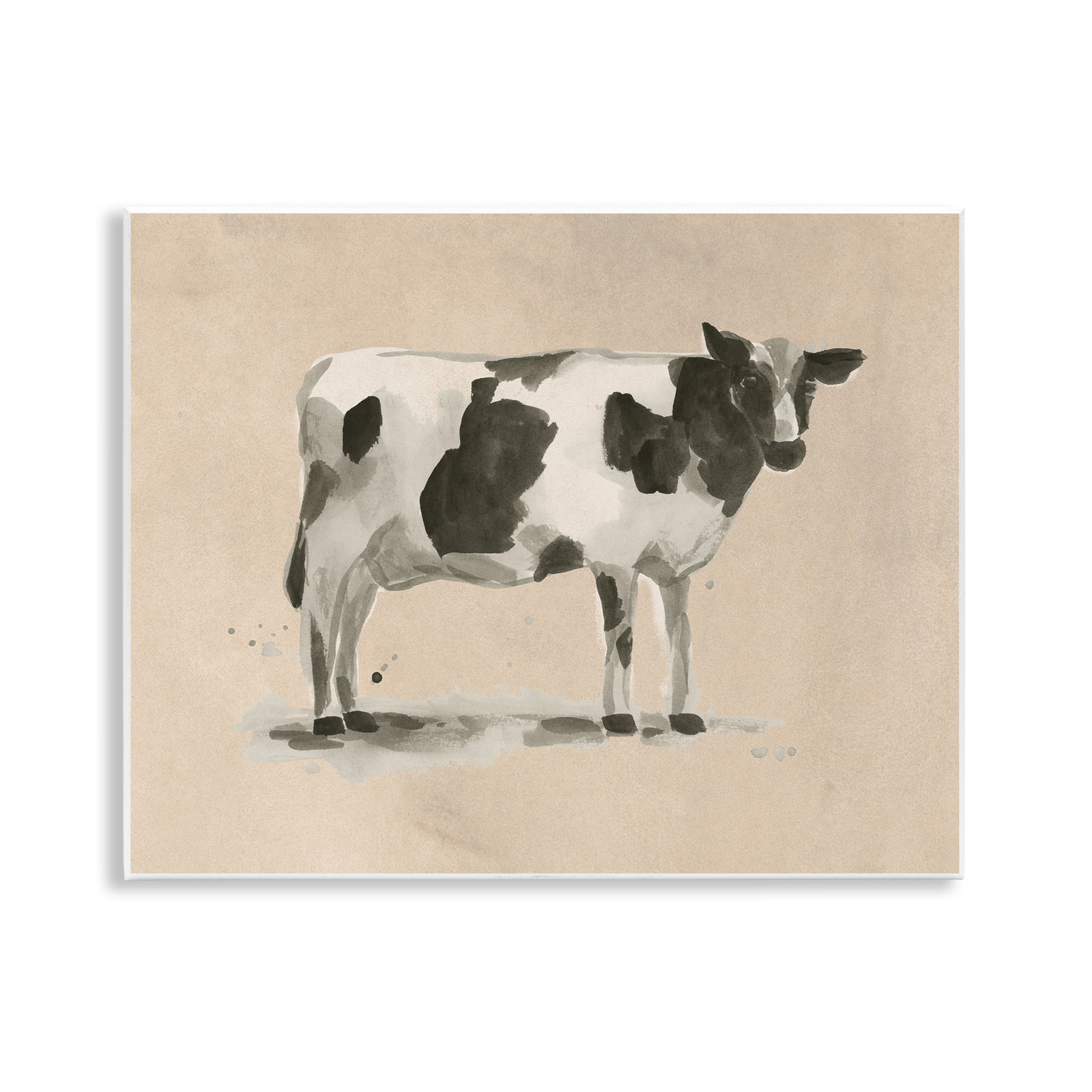 Stupell Industries Traditional Cow on Beige Animals & Insects Painting Unframed Art Print Wall Art, 14 x 11