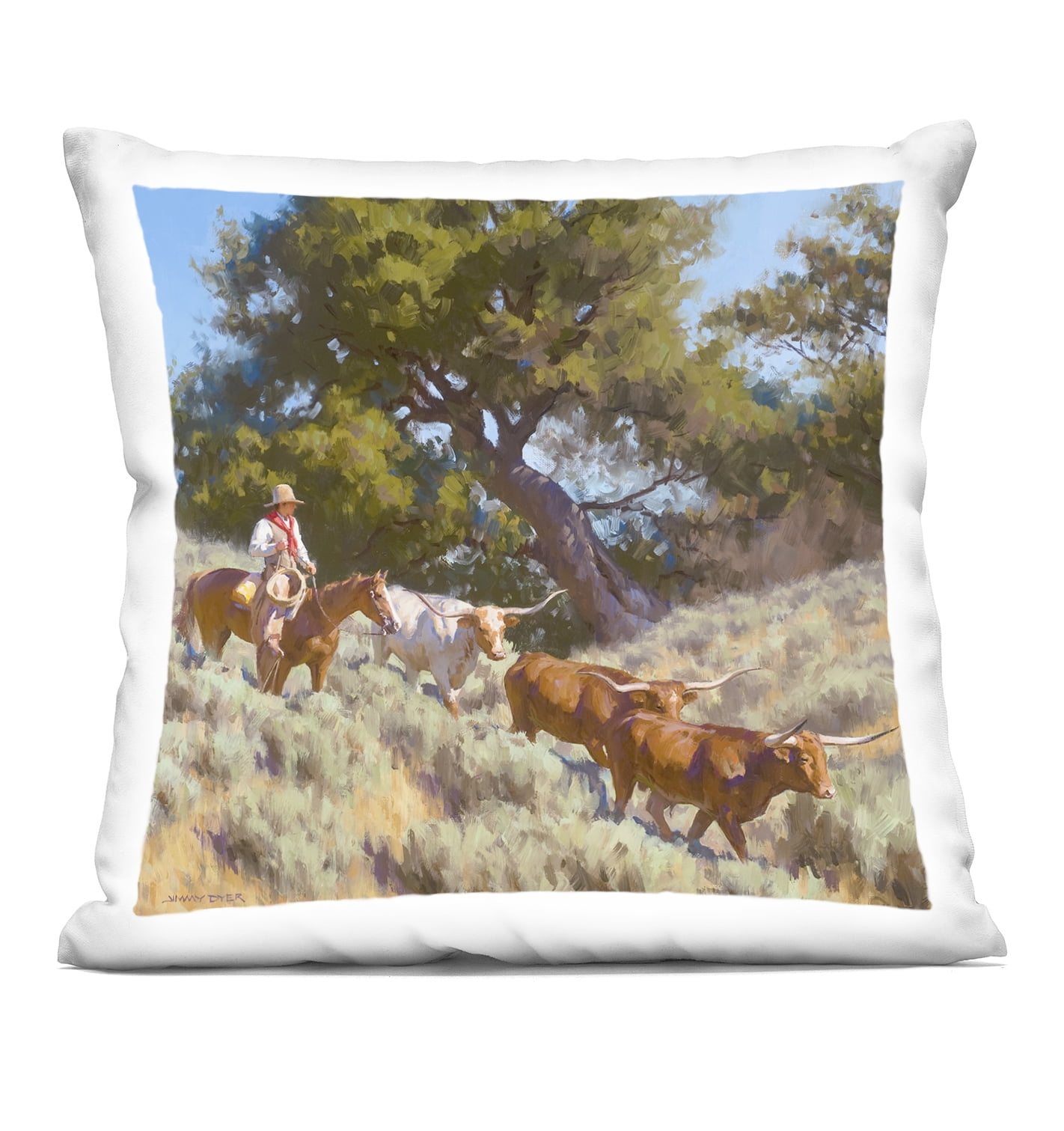 Stupell Industries Traditional Cowboy & Cattle Decorative Printed Throw Pillow Design by © Jimmy Dyer