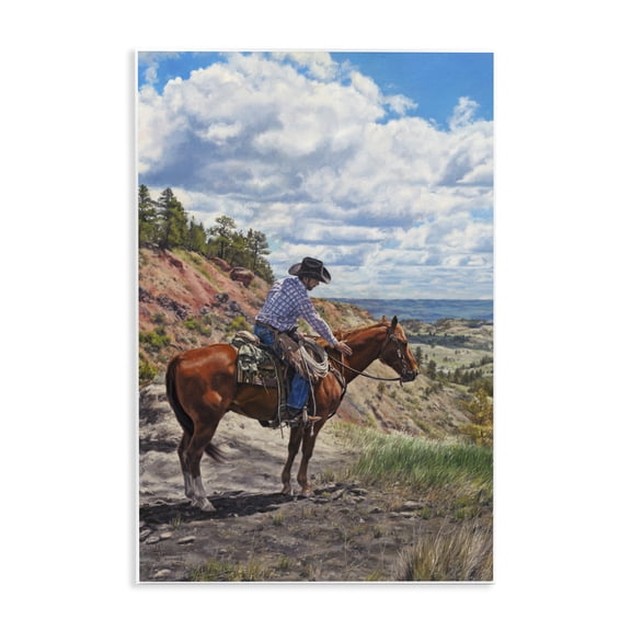 Stupell Industries Traditional Cowboy in Ocean Landscape Wall Plaque Art, 10 x 15, by David Kiehm