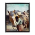 thumbnail image 1 of Stupell Industries Traditional Cowgirl Petting Horse Black Floating Frame Canvas Art, 17 x 21, by Ramona Murdock, 1 of 7