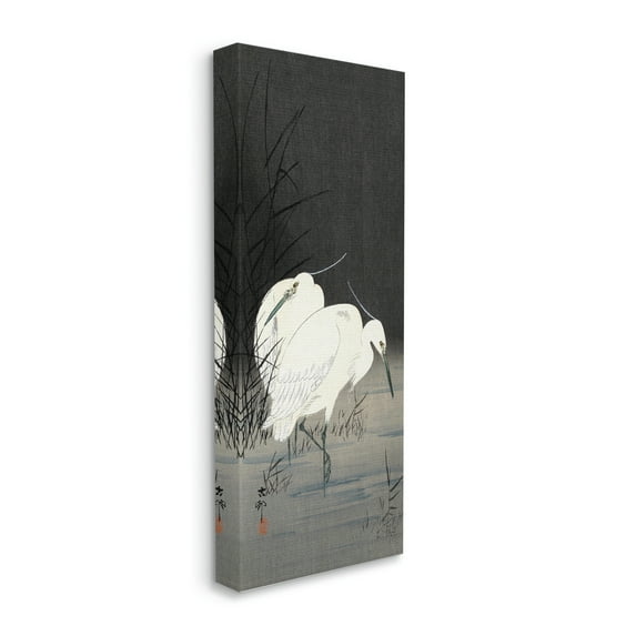 Stupell Industries Traditional Crane by Lake Japanese Inspired Bird,20 x 48,Designed by Ohara Koson