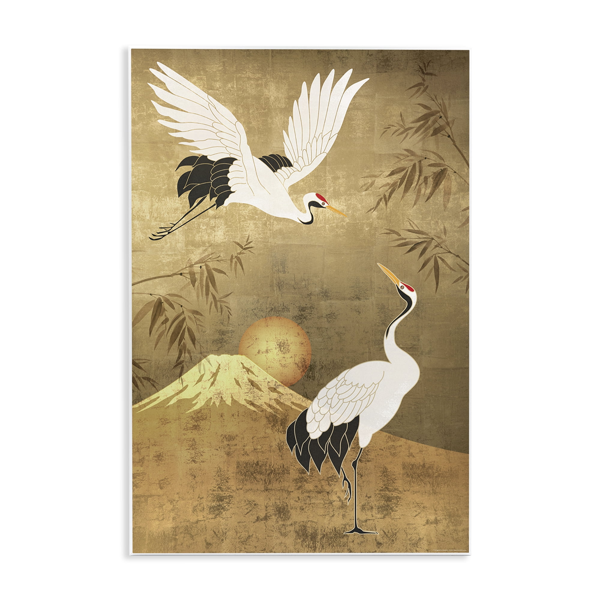 Stupell Industries Traditional Cranes & Mountain Animals Painting Unframed Art Print Wall Art, 13 x 19