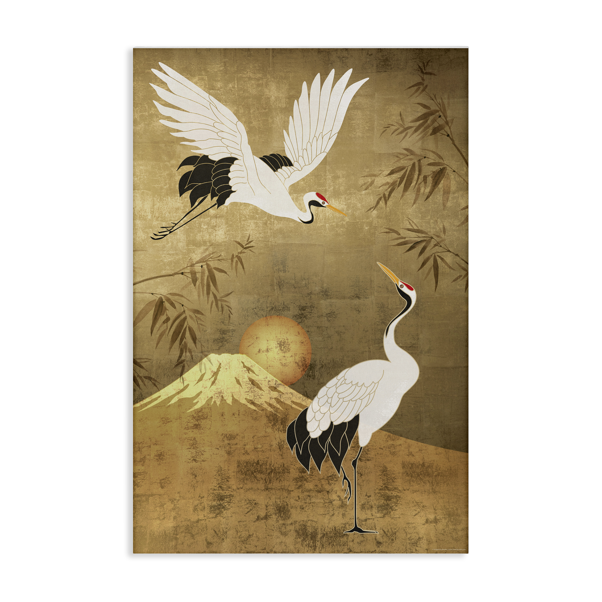 Stupell Industries Traditional Cranes & Mountain Animals Painting Wrapped Canvas Art Print Wall Art, 16 x 24