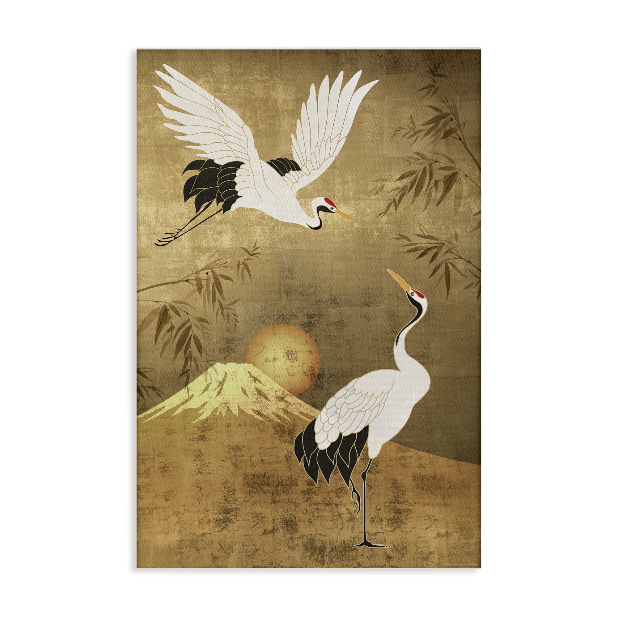 Stupell Industries Traditional Cranes & Mountain Animals Painting Wrapped Canvas Art Print Wall Art, 20 x 30
