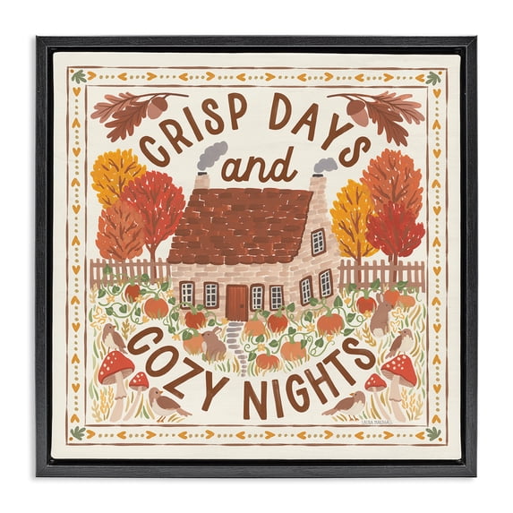 Stupell Industries Traditional Crisp Days & Cozy Nights Black Floating Frame Canvas Art, 18 x 18, by Laura Marshall