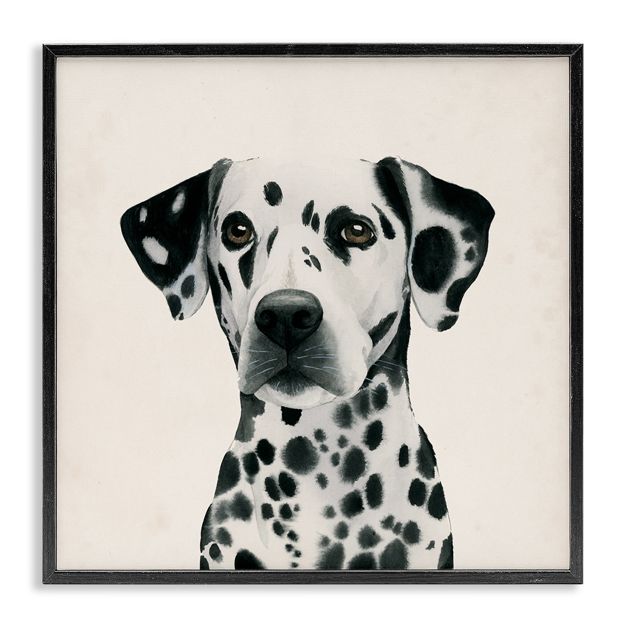 Stupell Industries Traditional Dalmatian Portrait Animals & Insects Painting Black Framed Art Print Wall Art, 17 x 17