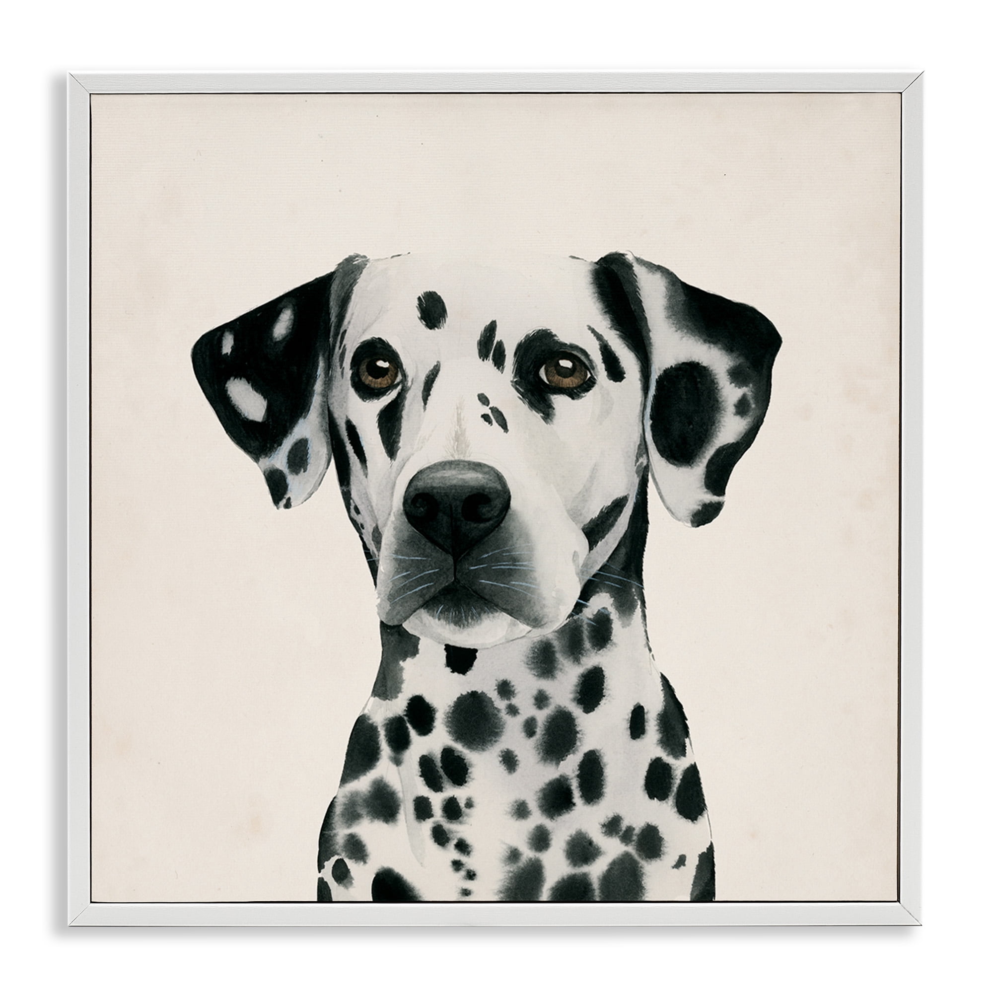Stupell Industries Traditional Dalmatian Portrait Animals & Insects Painting White Framed Art Print Wall Art, 12 x 12