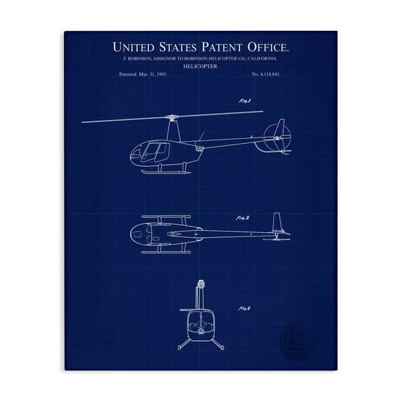 Stupell Industries Traditional Detailed Helicopter Blueprint Canvas Art, 24 x 30, by Karl Hronek
