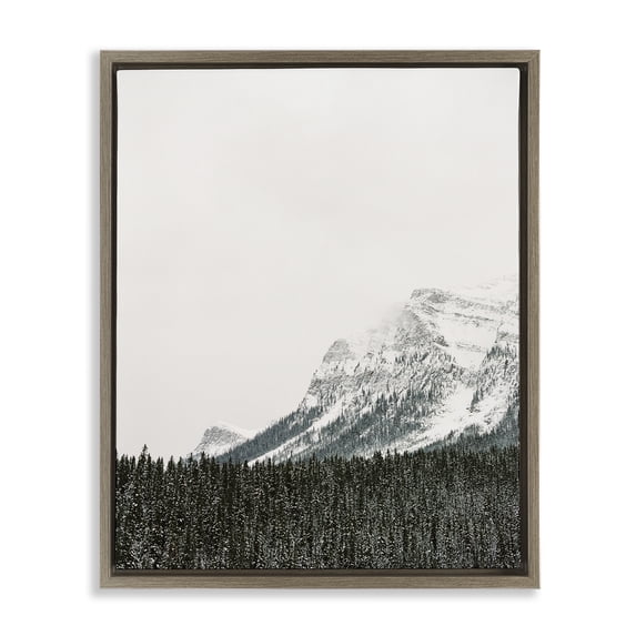 Stupell Industries Traditional Distant Snowy Peaks Brown Floating Frame Canvas Art, 17 x 21, by Justine Milton