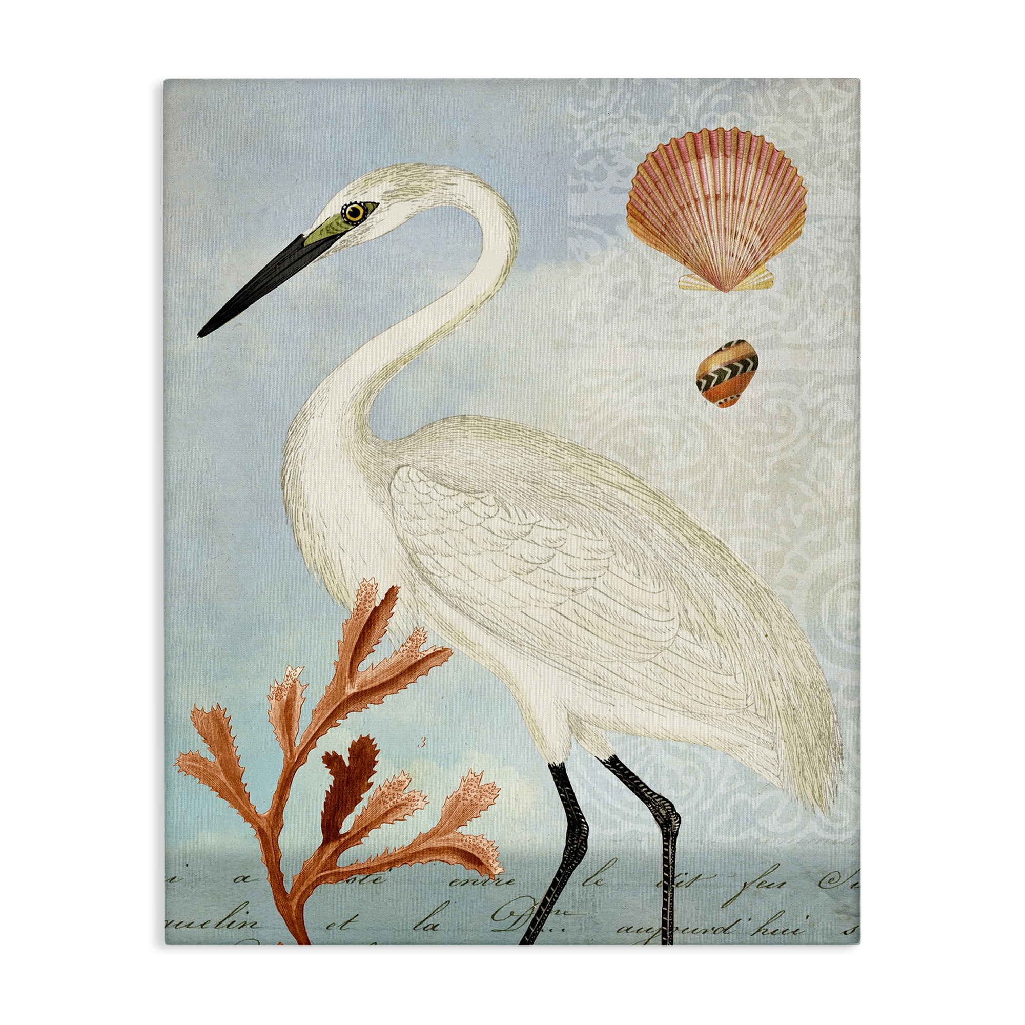 Stupell Industries Traditional Egret Aquatic Motif Animals & Insects Painting Gallery Wrapped Canvas Art Print Wall Art, 16 x 20