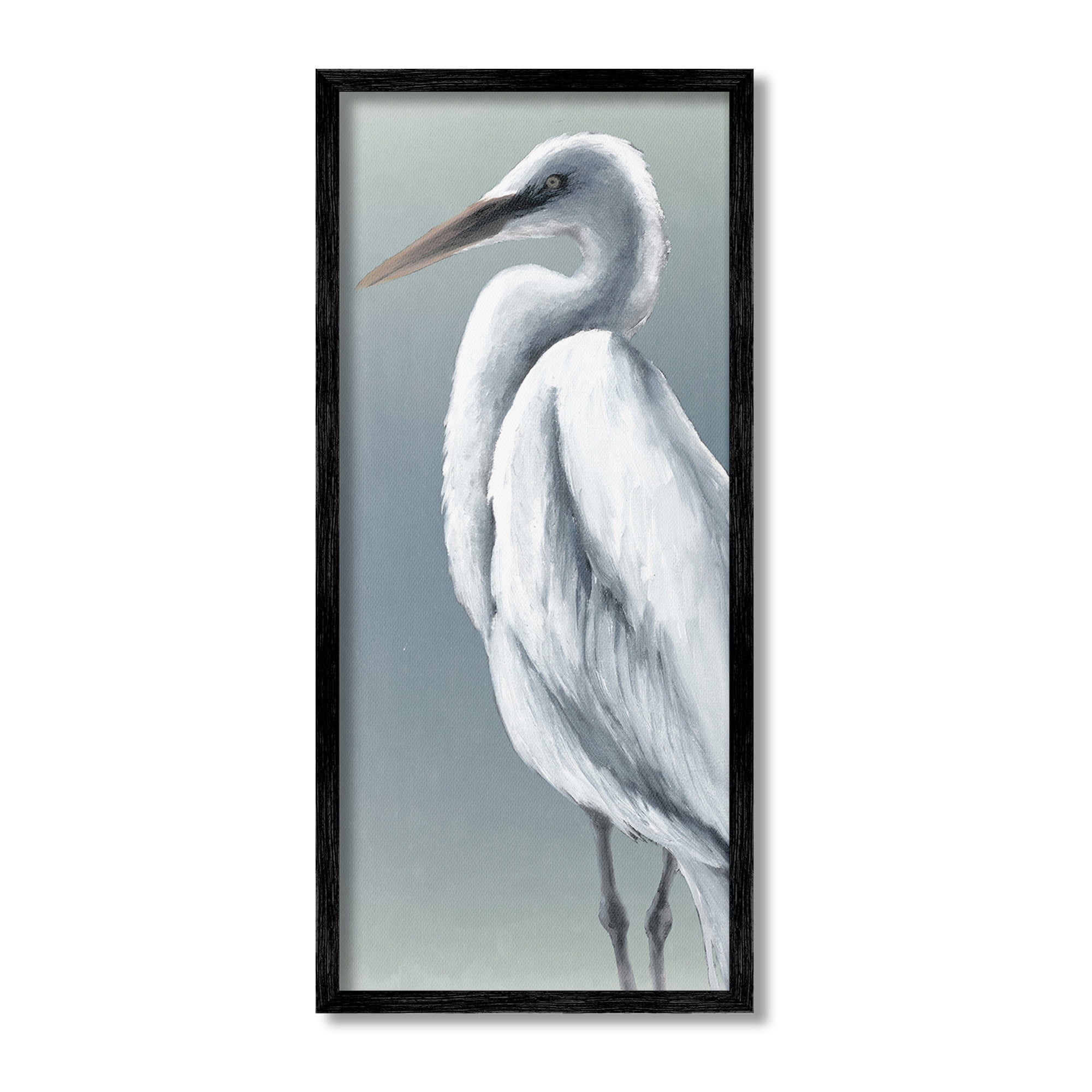 Stupell Industries Traditional Egret Bird Animals & Insects Painting Black Framed Art Print Wall Art, 13 x 30