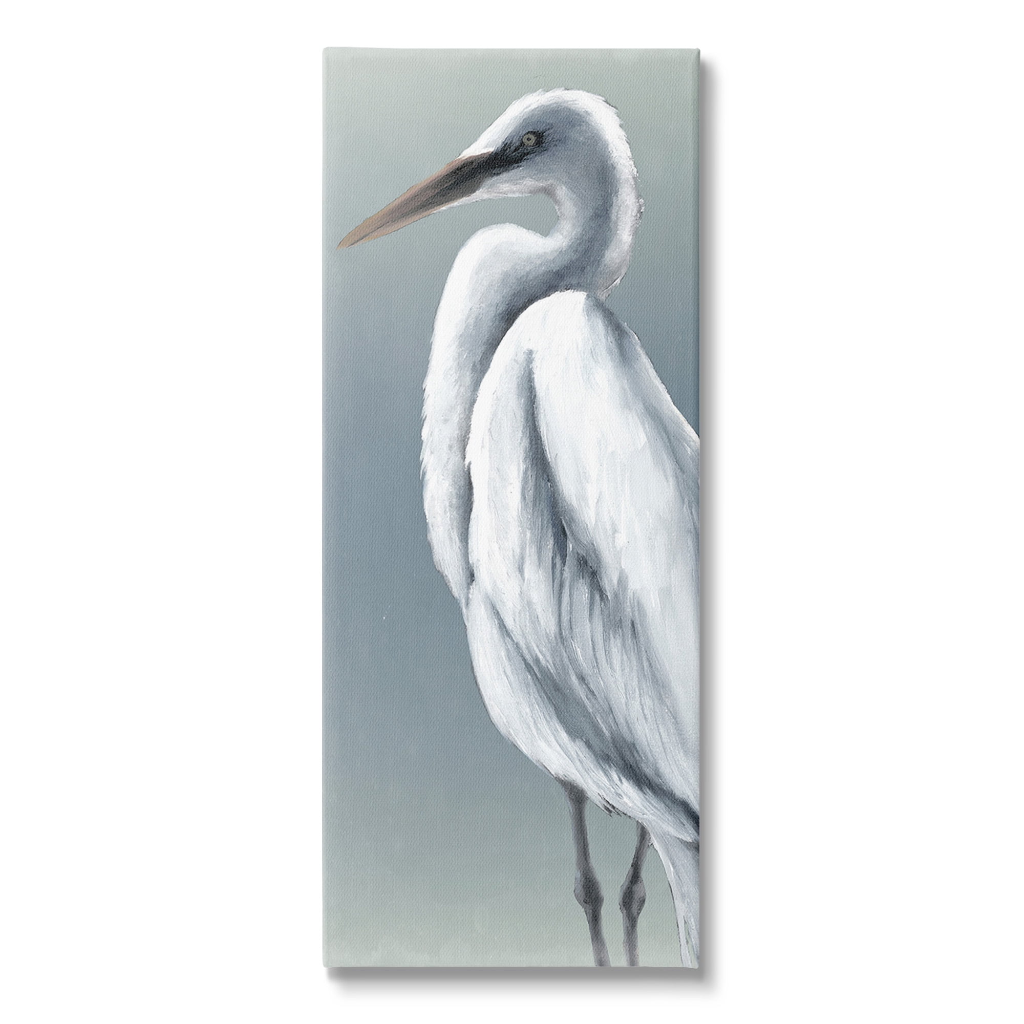 Stupell Industries Traditional Egret Bird Animals & Insects Painting Gallery Wrapped Canvas Art Print Wall Art, 13 x 30