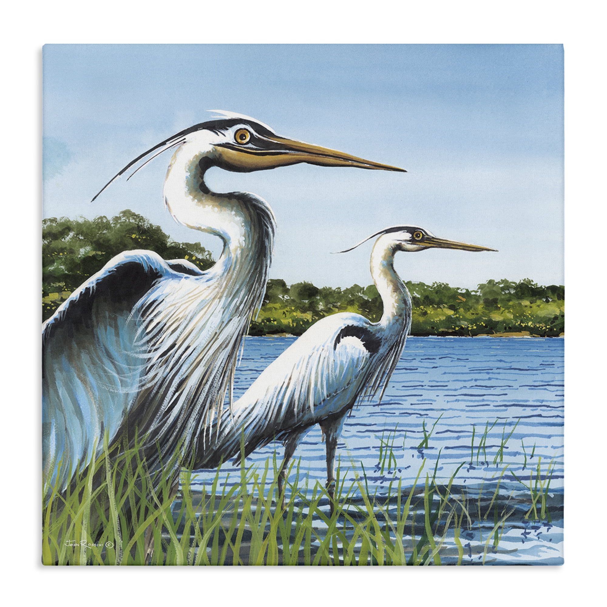Stupell Industries Traditional Egrets Gazing Animals & Insects Painting Gallery Wrapped Canvas Art Print Wall Art, 30 x 30