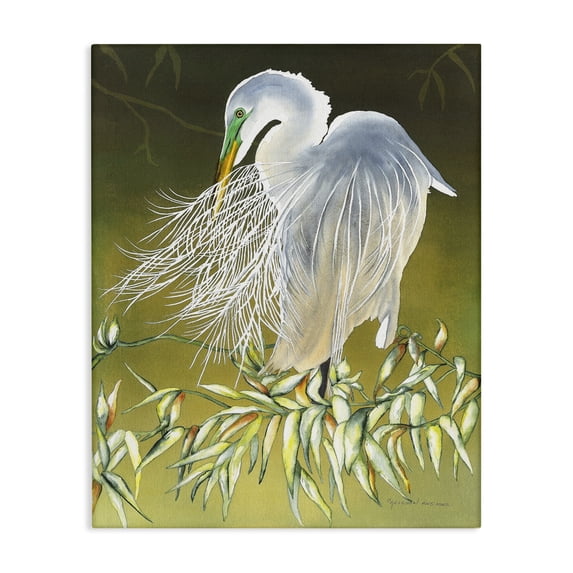 Stupell Industries Traditional Elegant Egret Bird Canvas Art, 24 x 30, by Christine Reichow