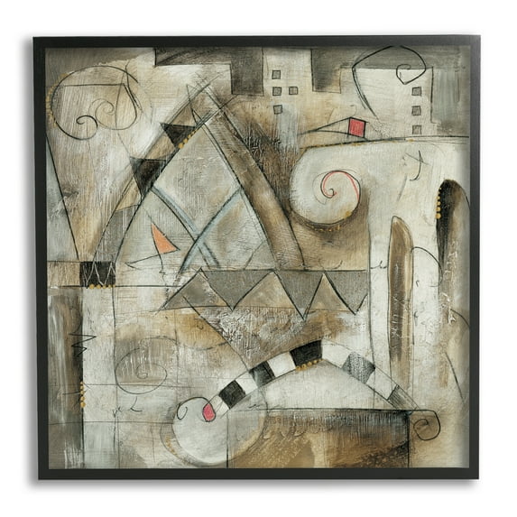 Stupell Industries Traditional European City Abstract Painting Rustic Pillars Black Framed Art Print Wall Art, 12x12, by Eric Waugh