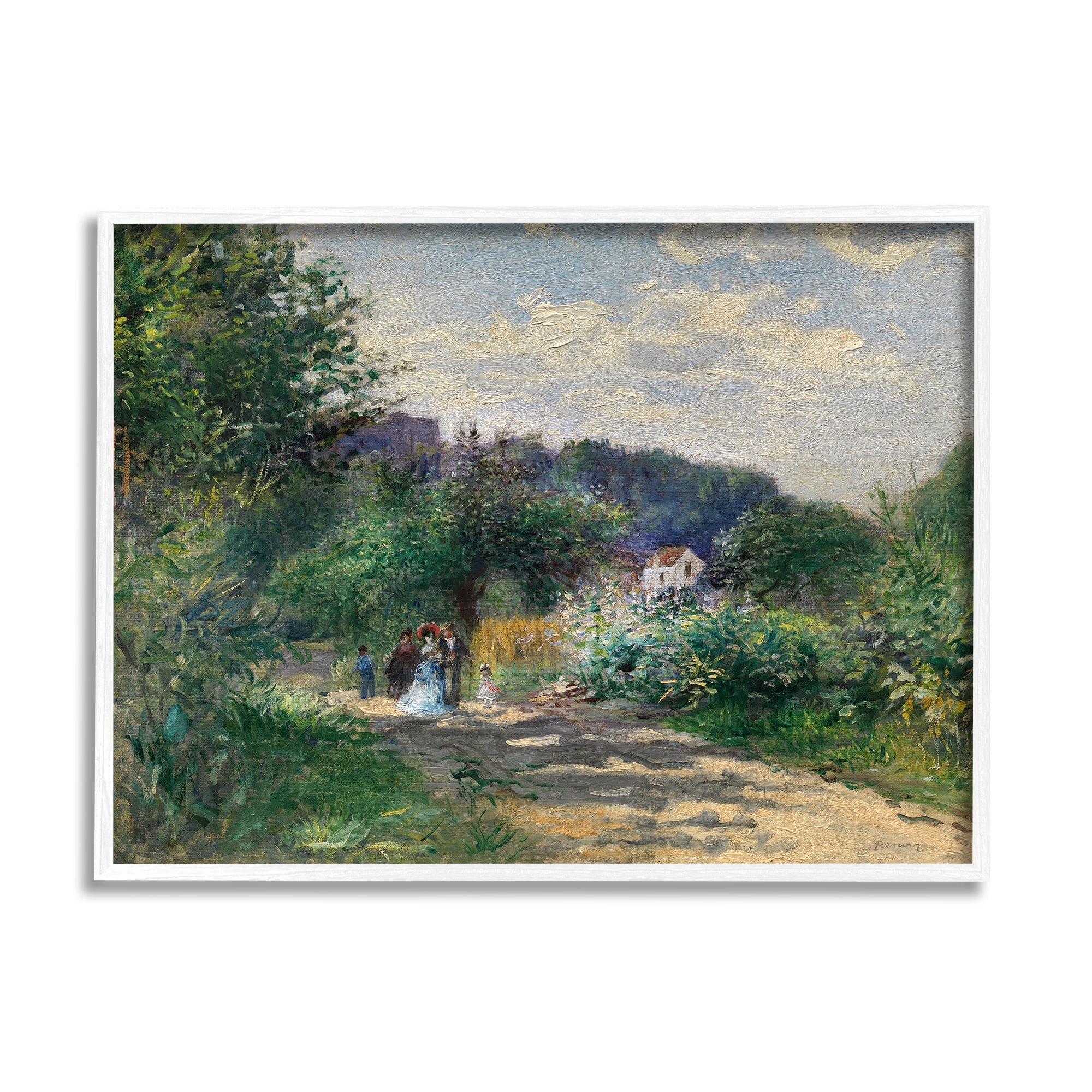 Stupell Industries Traditional Family on Path Landscape Painting White Framed Art Print Wall Art, 20 x 16