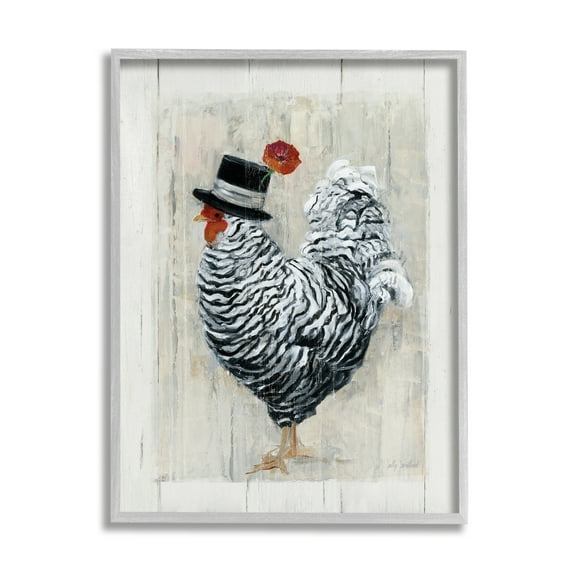 Stupell Industries Traditional Farm Chicken in Black Hat Chic Bird, 24 x 30, Design by Sally Swatland