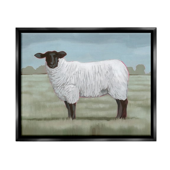 Stupell Industries Traditional Farm Sheep Animals & Insects Painting Black Floater Framed Canvas Art Print Wall Art, 21 x 17