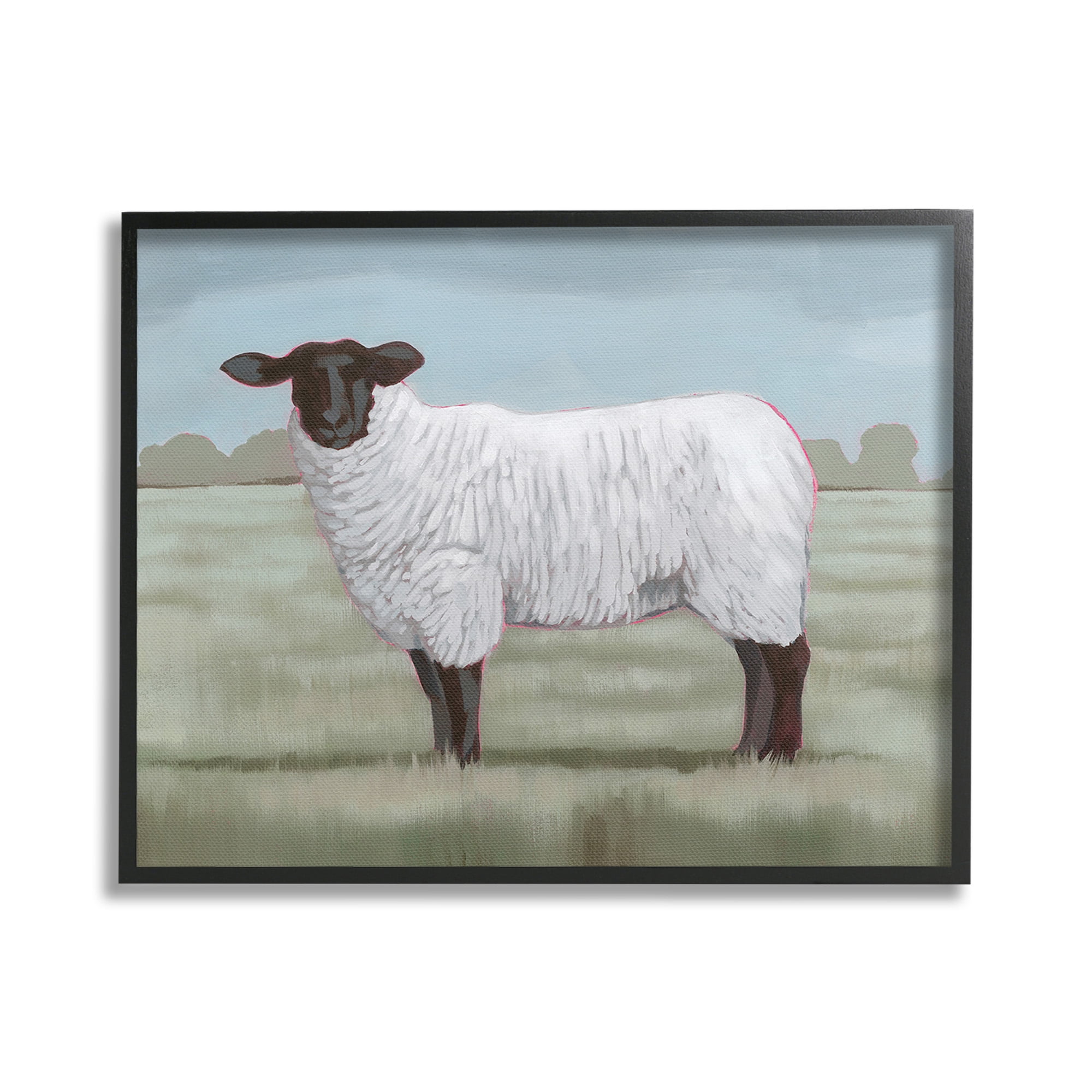 Stupell Industries Traditional Farm Sheep Animals & Insects Painting Black Framed Art Print Wall Art, 20 x 16