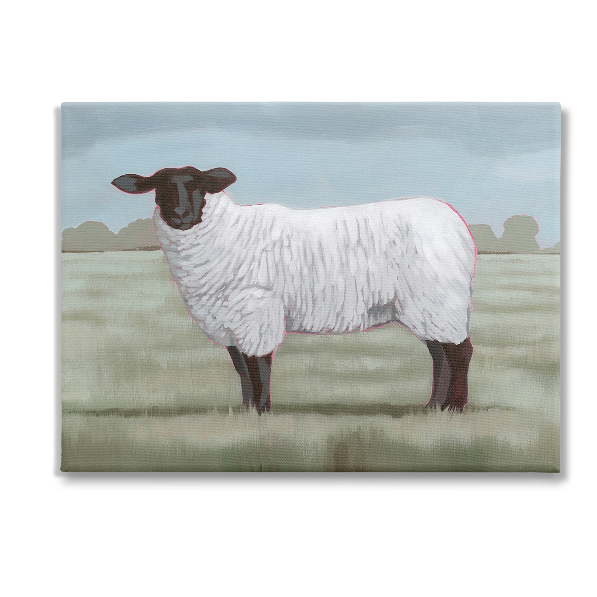 Stupell Industries Traditional Farm Sheep Animals & Insects Painting Gallery Wrapped Canvas Art Print Wall Art, 40 x 30