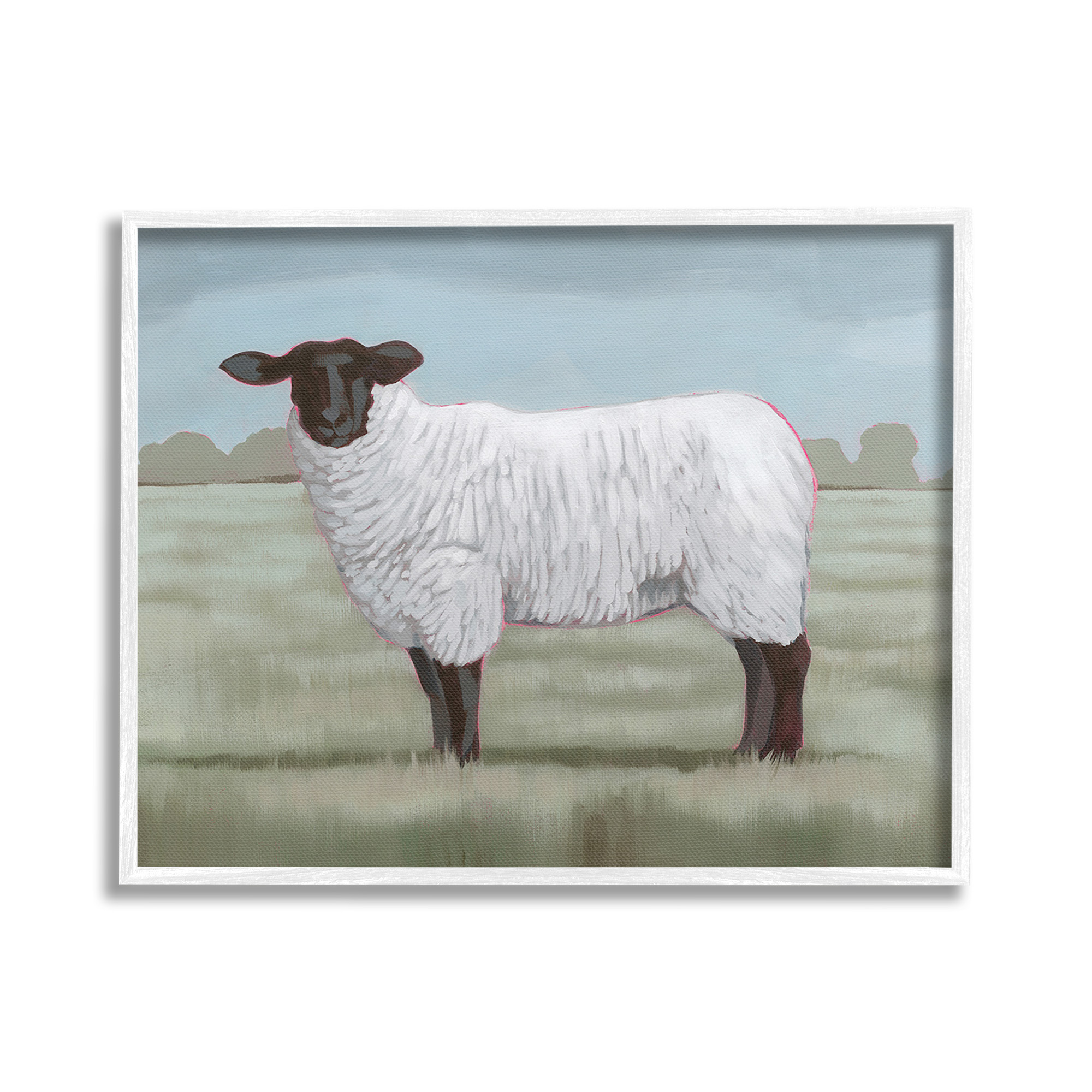 Stupell Industries Traditional Farm Sheep Animals & Insects Painting White Framed Art Print Wall Art, 20 x 16