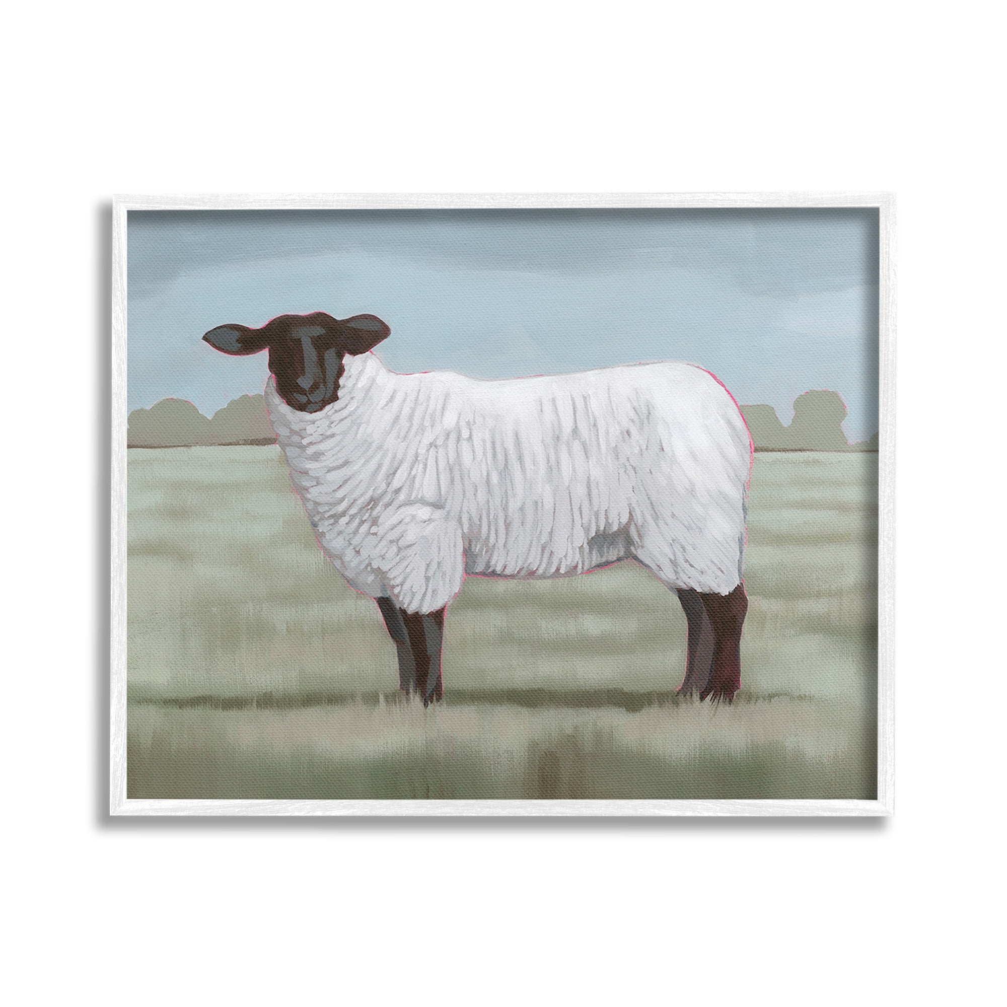 Stupell Industries Traditional Farm Sheep Animals & Insects Painting White Framed Art Print Wall Art, 30 x 24
