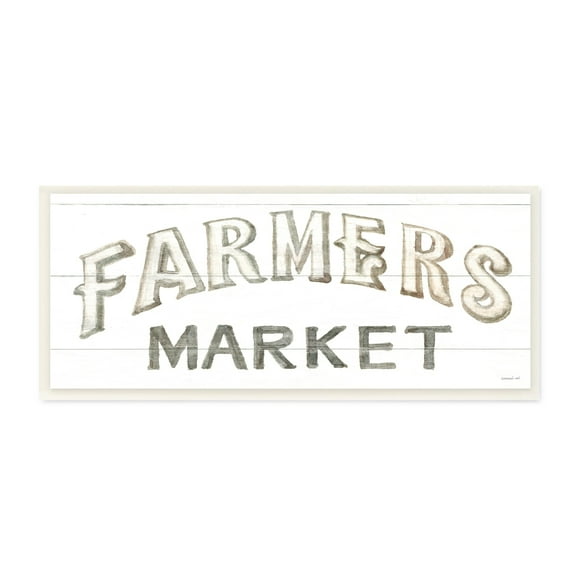 Stupell Industries Traditional Farmers Market Sign Classic Typography, 17 x 7,Design by Danhui Nai