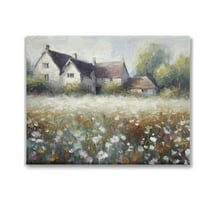 Stupell Industries Traditional Farmhouse Meadow Landscape Painting Gallery Wrapped Canvas Art Print Wall Art, 20 x 16