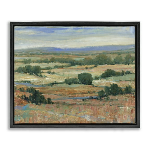 Stupell Industries Traditional Farmland Landscape Landscape & Nature Painting Black Floater Framed Canvas Art Print Wall Art, 21 x 17