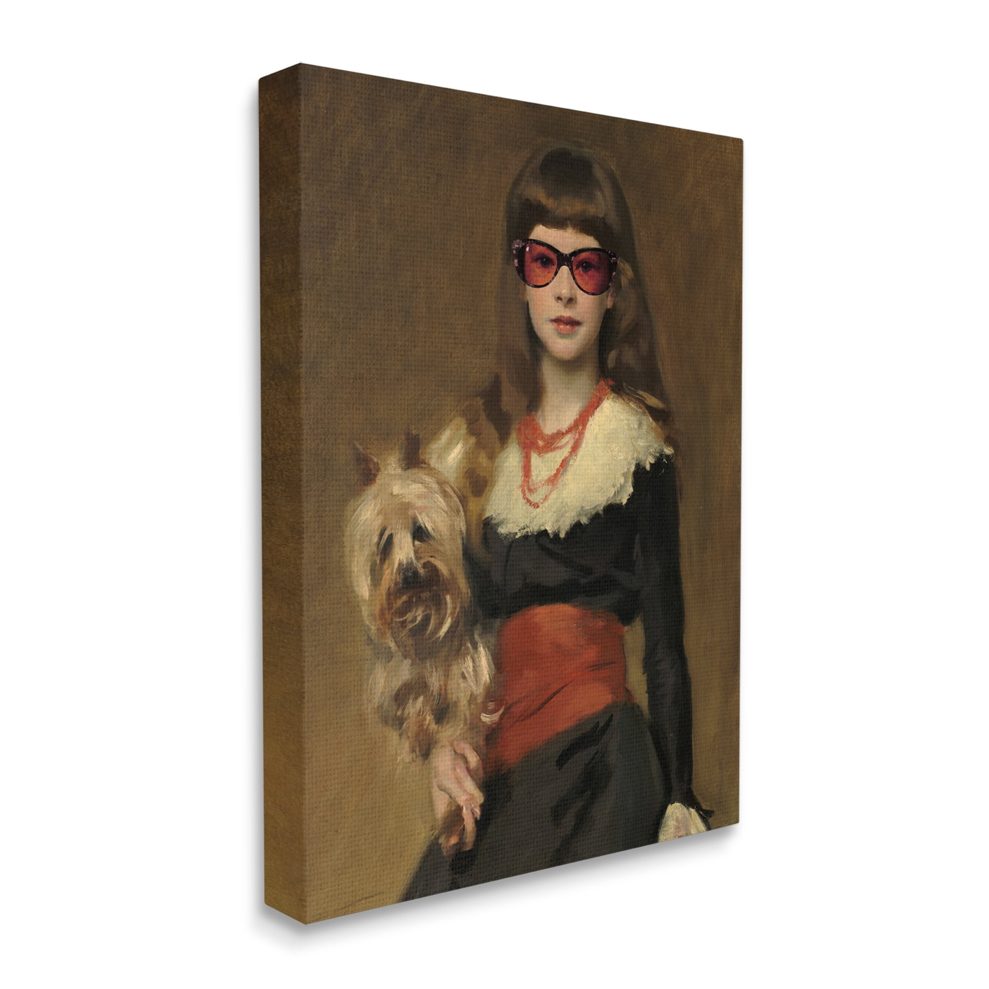 Stupell Industries Traditional Female Portrait Modernized Puppy Glam Sunglasses Animals & Insects Painting Gallery Wrapped Canvas Print Wall Art, 30 x 40