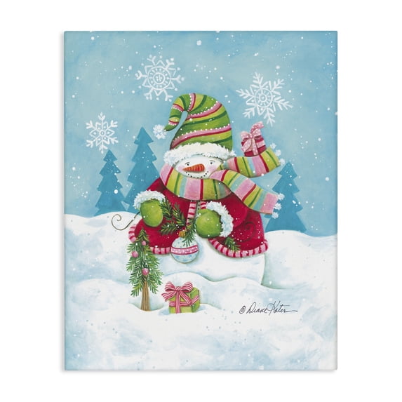 Stupell Industries Traditional Festive Snowman Canvas Wall Art design by Diane Kater, 48 x 36