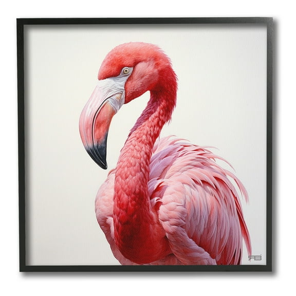 Stupell Industries Traditional Flamingo Portrait Animals & Insects Painting Black Framed Art Print Wall Art, 12 x 12