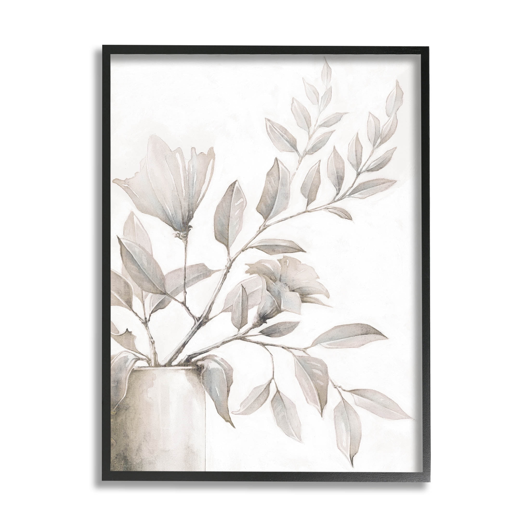Stupell Industries Traditional Floral Arrangement Leaves Graphic Art Black Framed Art Print Wall Art, Design by Cloverfield & Co.