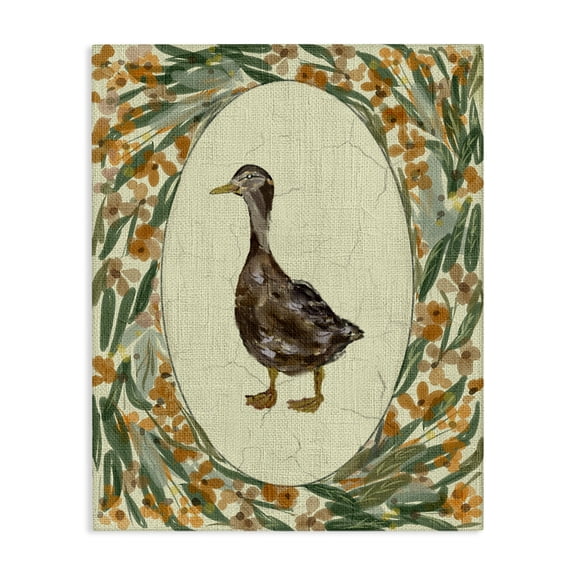 Stupell Industries Traditional Floral Duck Portrait Canvas Wall Art design by Yen, 48 x 36