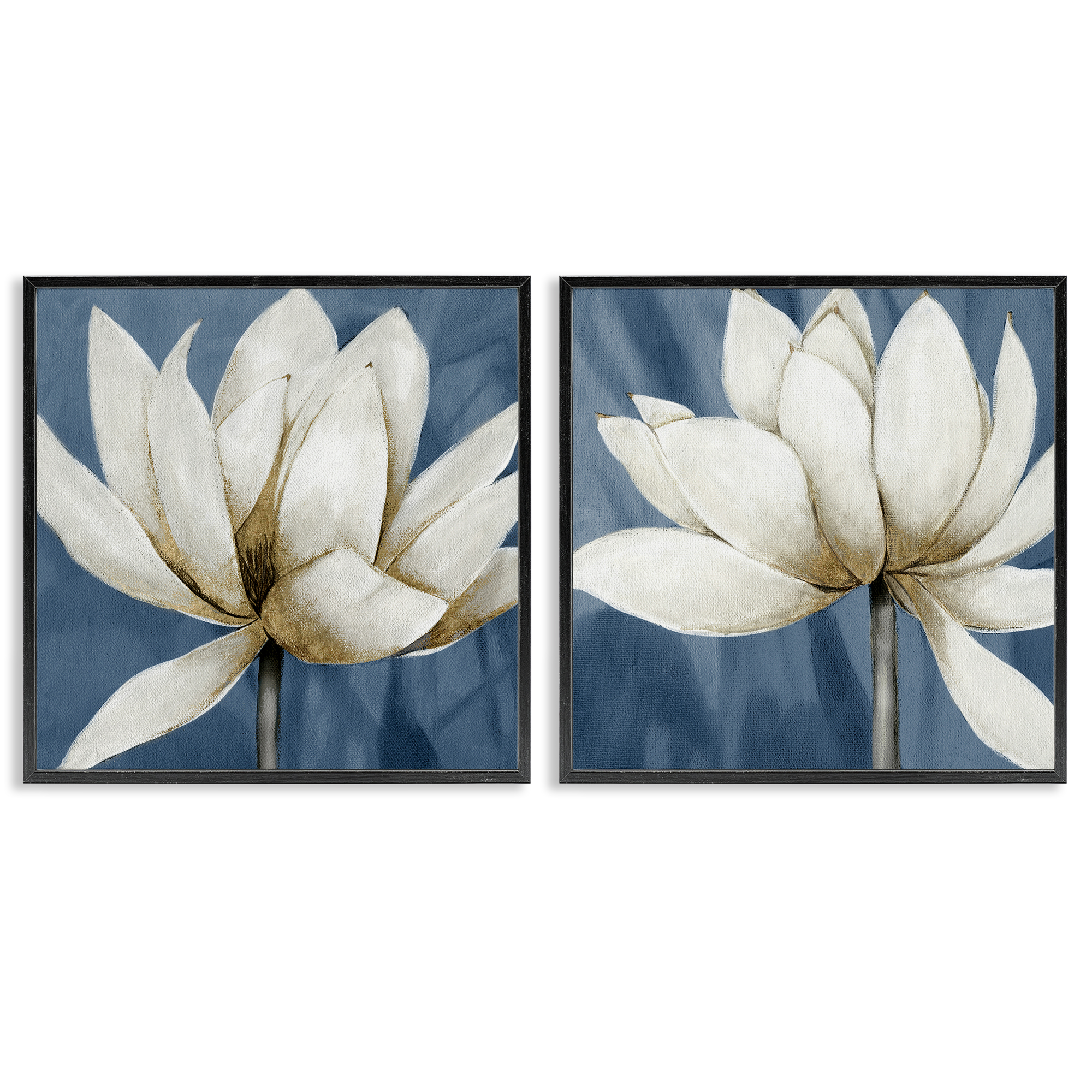 Stupell Industries Traditional Floral Falling Petals Plants & Flowers Painting Black Framed Art Print Wall Art, 24 x 24, Set of 2