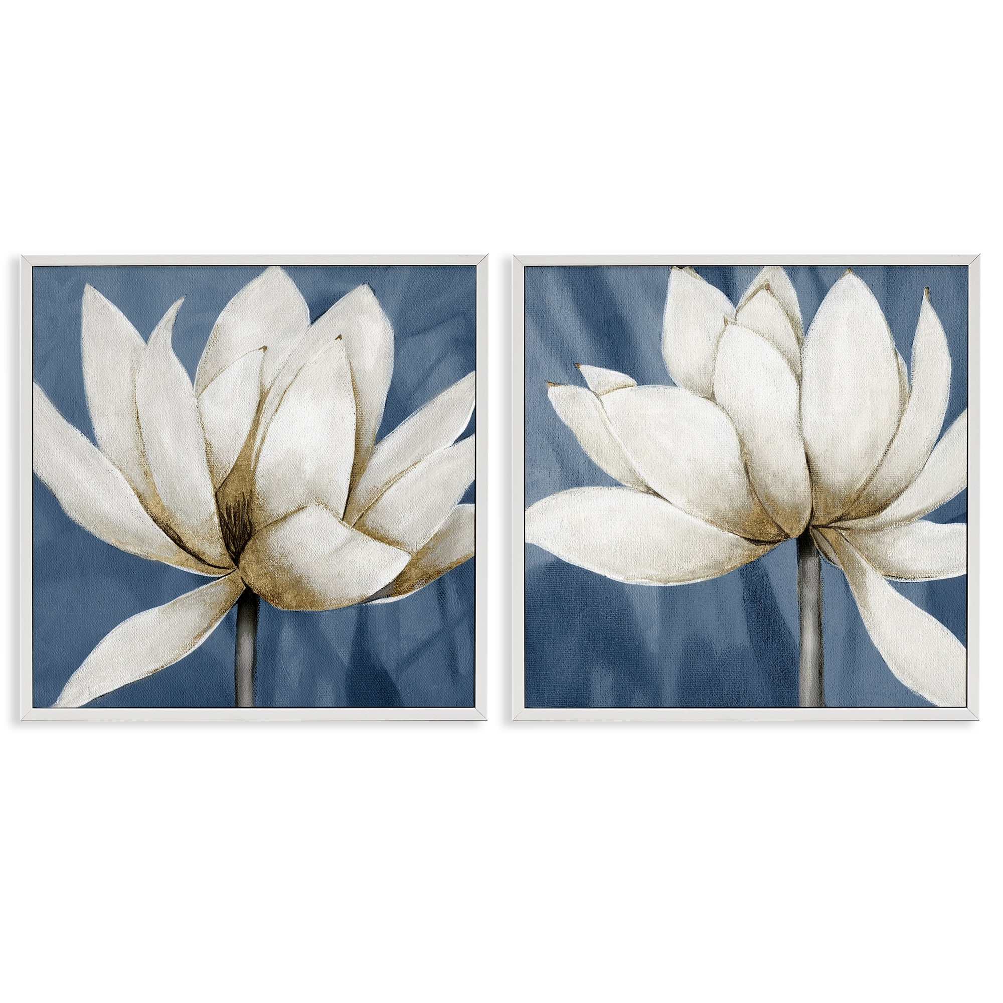 Stupell Industries Traditional Floral Falling Petals Plants & Flowers Painting White Framed Art Print Wall Art, 24 x 24, Set of 2