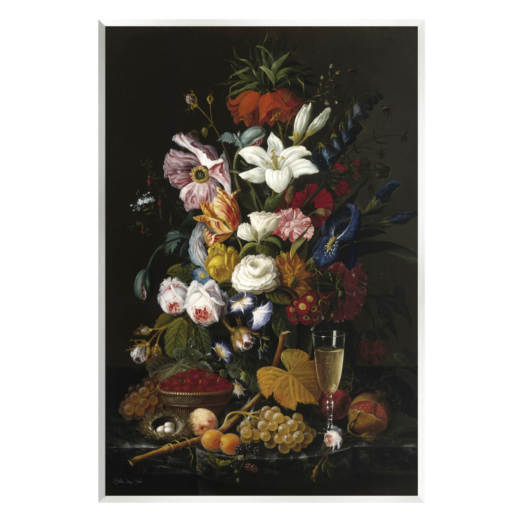 Stupell Industries Traditional Floral Goblet Still Life Painting Unframed Art Print Wall Art, Design by Stellar Design Studio