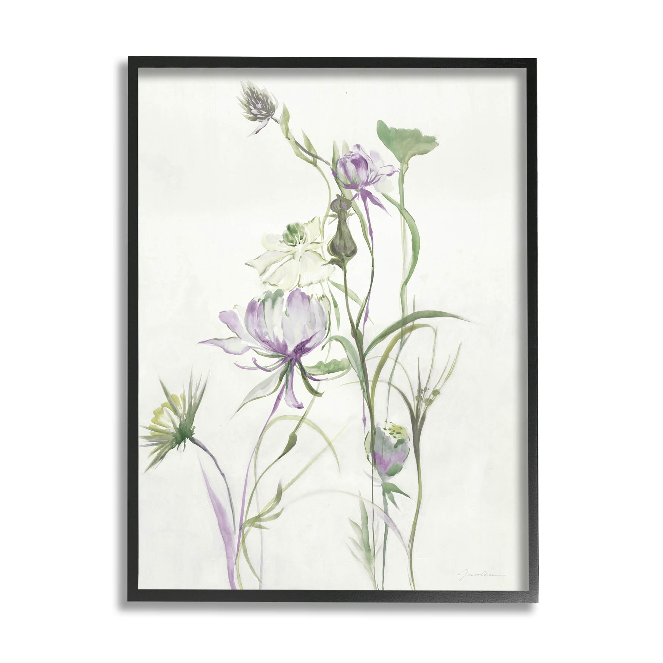 Stupell Industries Traditional Floral Sprouting Buds Graphic Art Black Framed Art Print Wall Art, Design by Liz Jardine