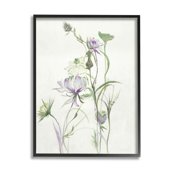 Stupell Industries Traditional Floral Sprouting Buds Graphic Art Black Framed Art Print Wall Art, Design by Liz Jardine