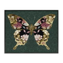 Stupell Industries Traditional Florals Butterfly Animals & Insects Painting Black Framed Art Print Wall Art, 14 x 11