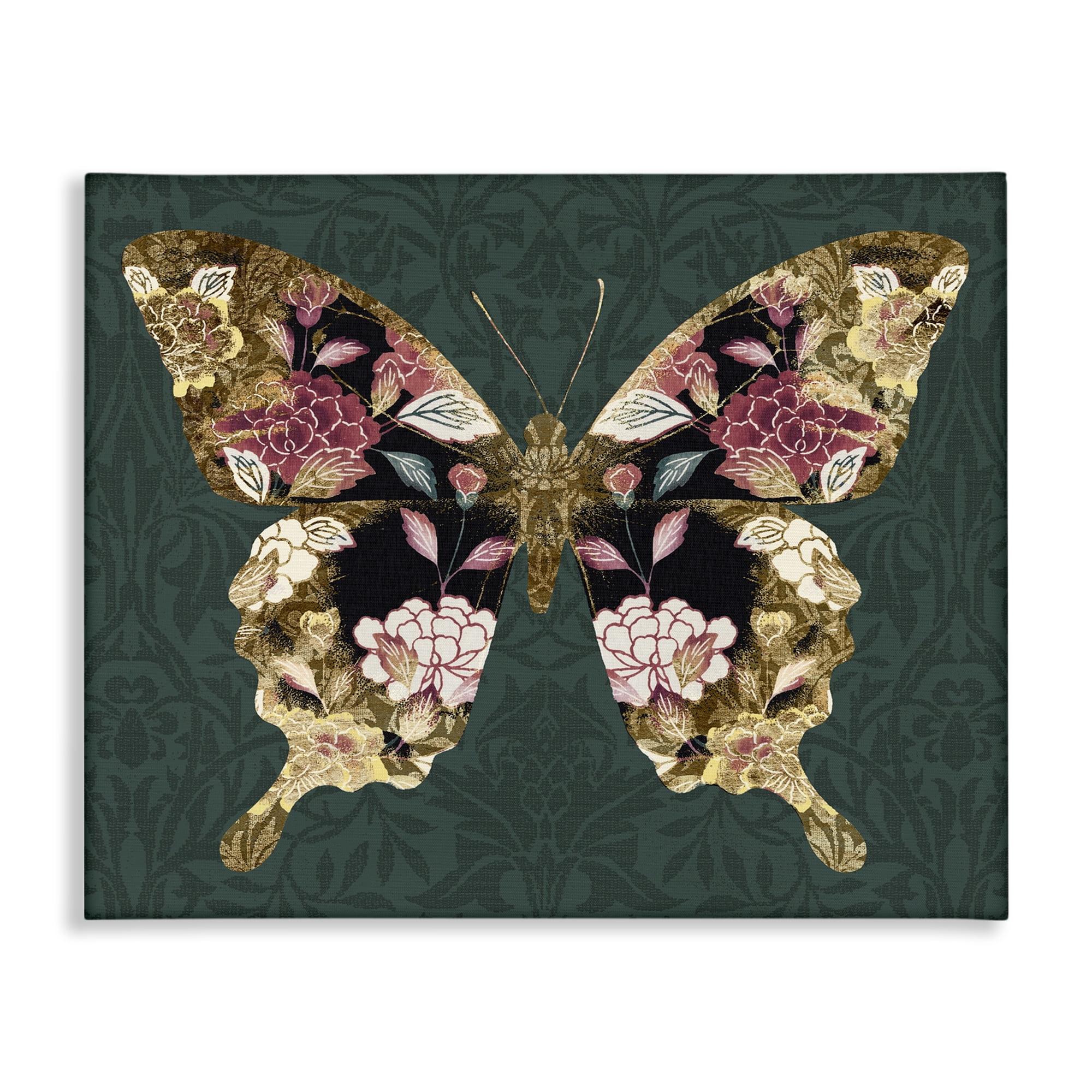 Stupell Industries Traditional Florals Butterfly Animals & Insects Painting Gallery Wrapped Canvas Art Print Wall Art, 30 x 24