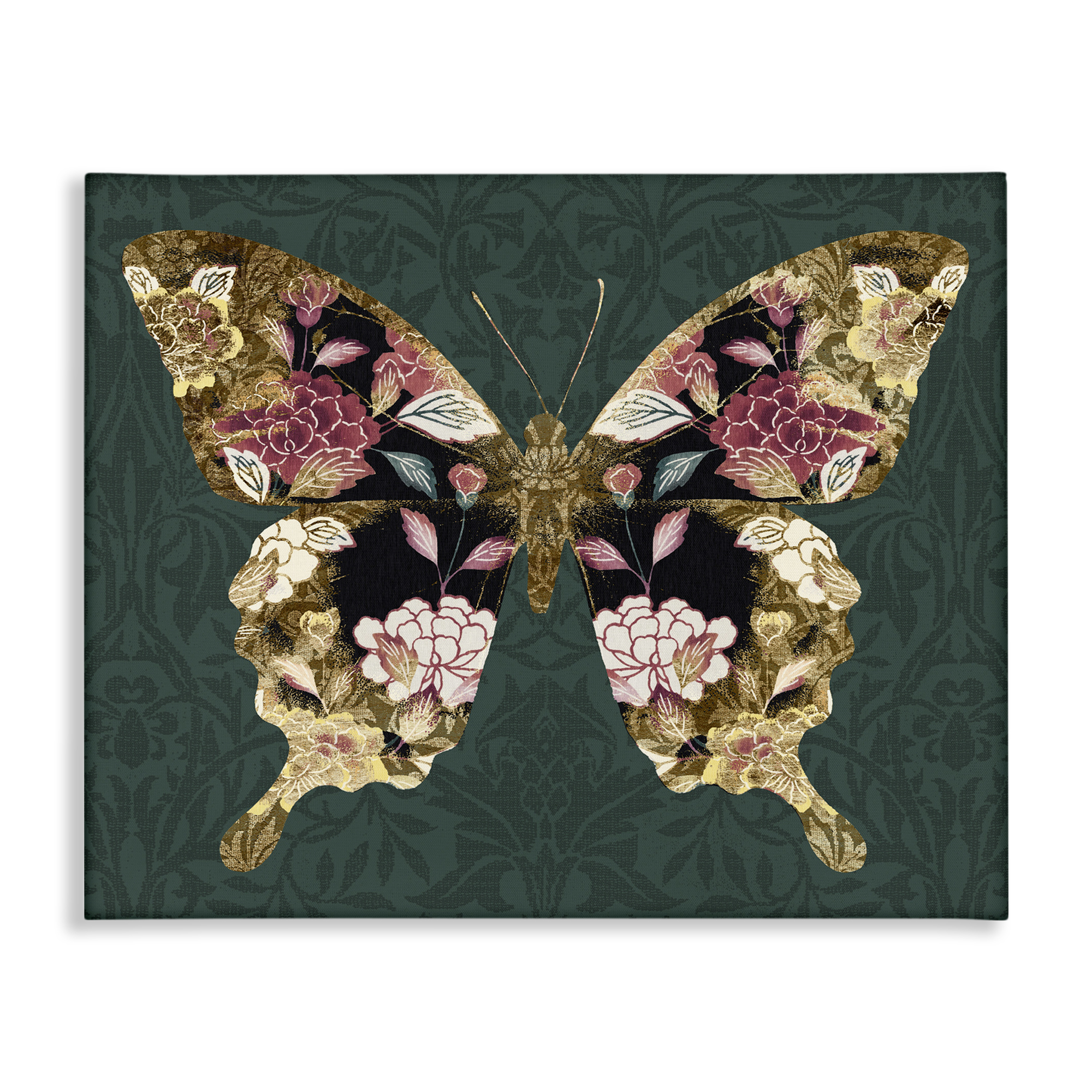 Stupell Industries Traditional Florals Butterfly Animals & Insects Painting Gallery Wrapped Canvas Art Print Wall Art, 48 x 36