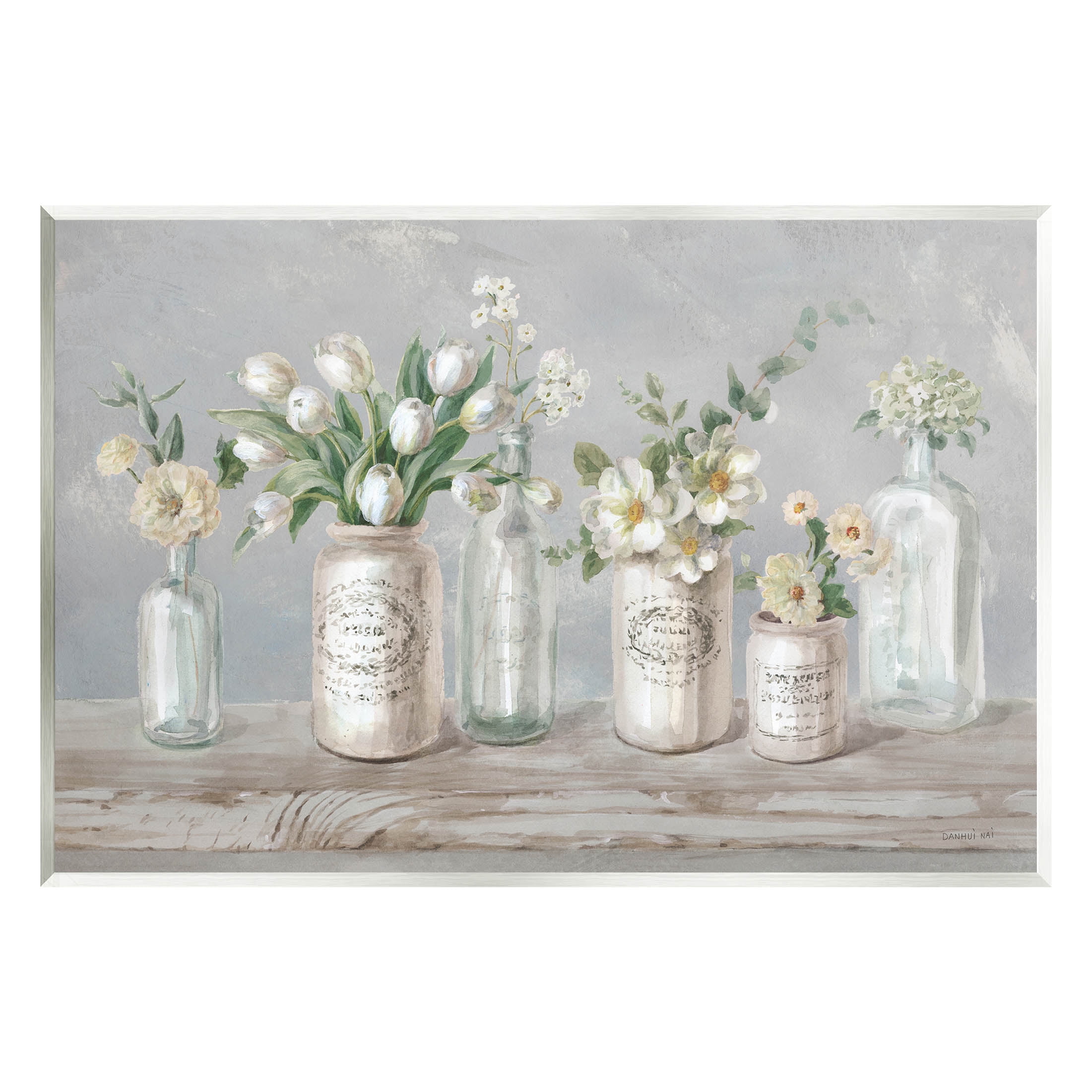 Stupell Industries Traditional Flower Arrangement Vases Painting Unframed Art Print Wall Art, Design by Danhui Nai