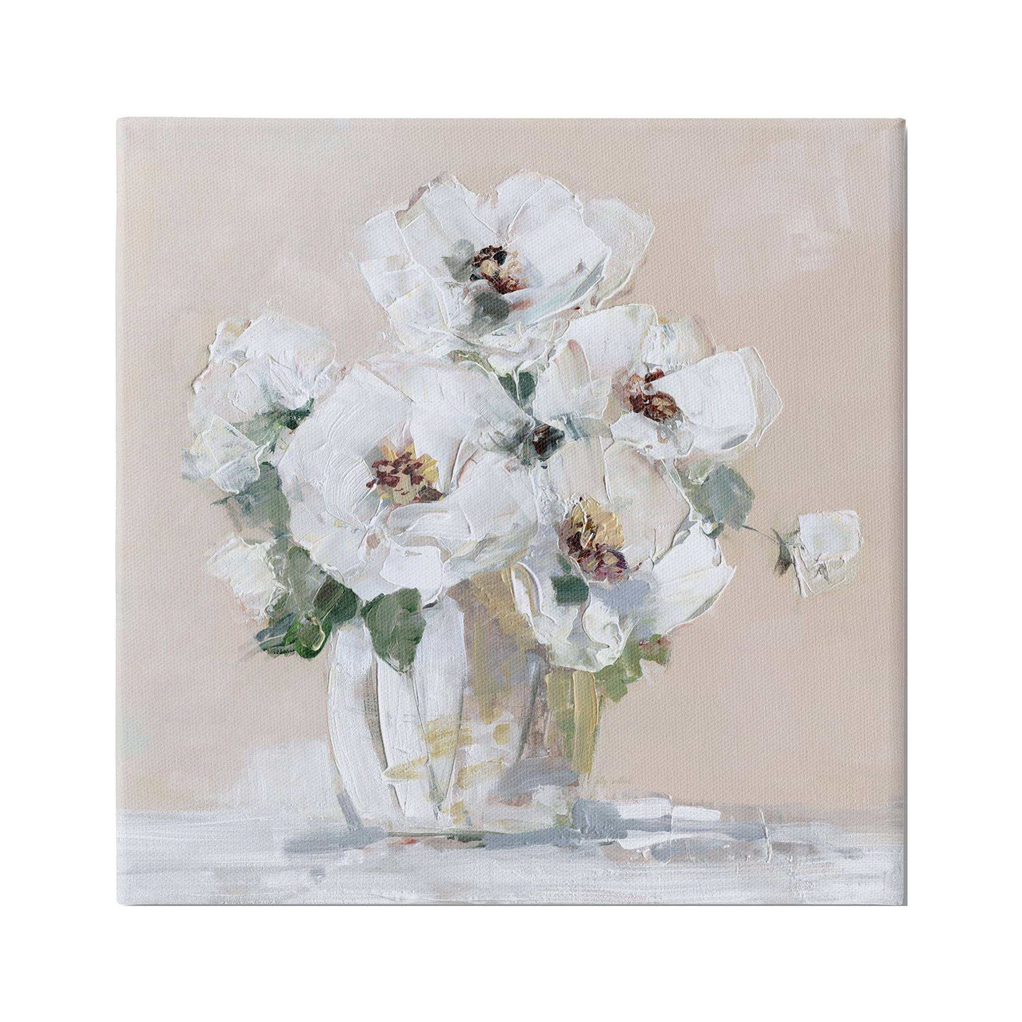 Stupell Industries Traditional Flower Blossom Bouquet Delicate White Petals Painting Gallery Wrapped Canvas Print Wall Art, Design by Sally Swatland