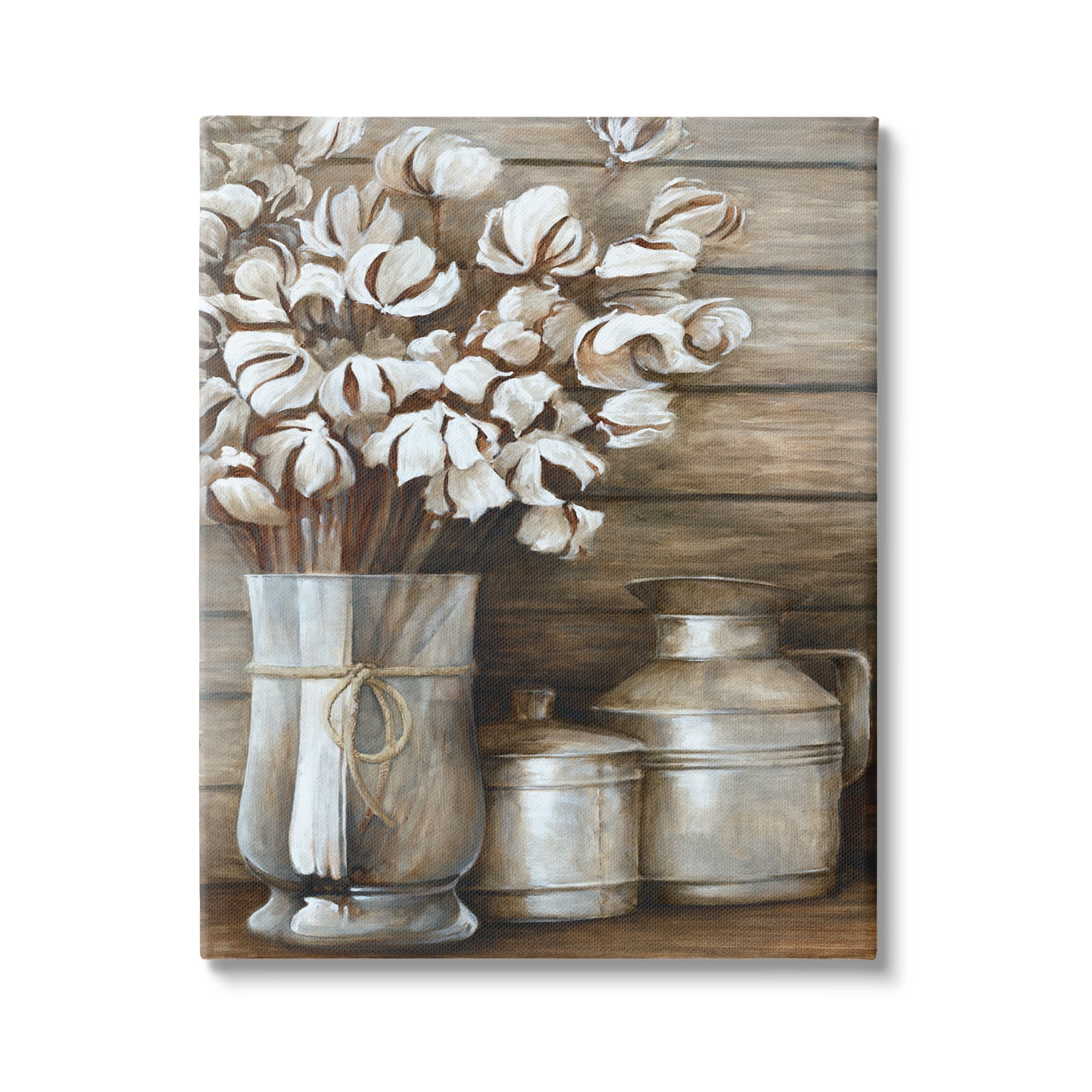 Stupell Industries Traditional Flower Bouquet Rustic Country Cans Painting Gallery Wrapped Canvas Print Wall Art, Design by White Ladder