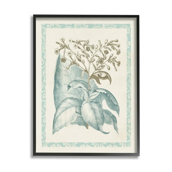 Stupell Industries Traditional Flower Leaf Border Graphic Art Black Framed Art Print Wall Art, Design by Vision Studio