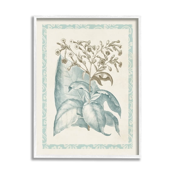 Stupell Industries Traditional Flower Leaf Border Graphic Art White Framed Art Print Wall Art, Design by Vision Studio
