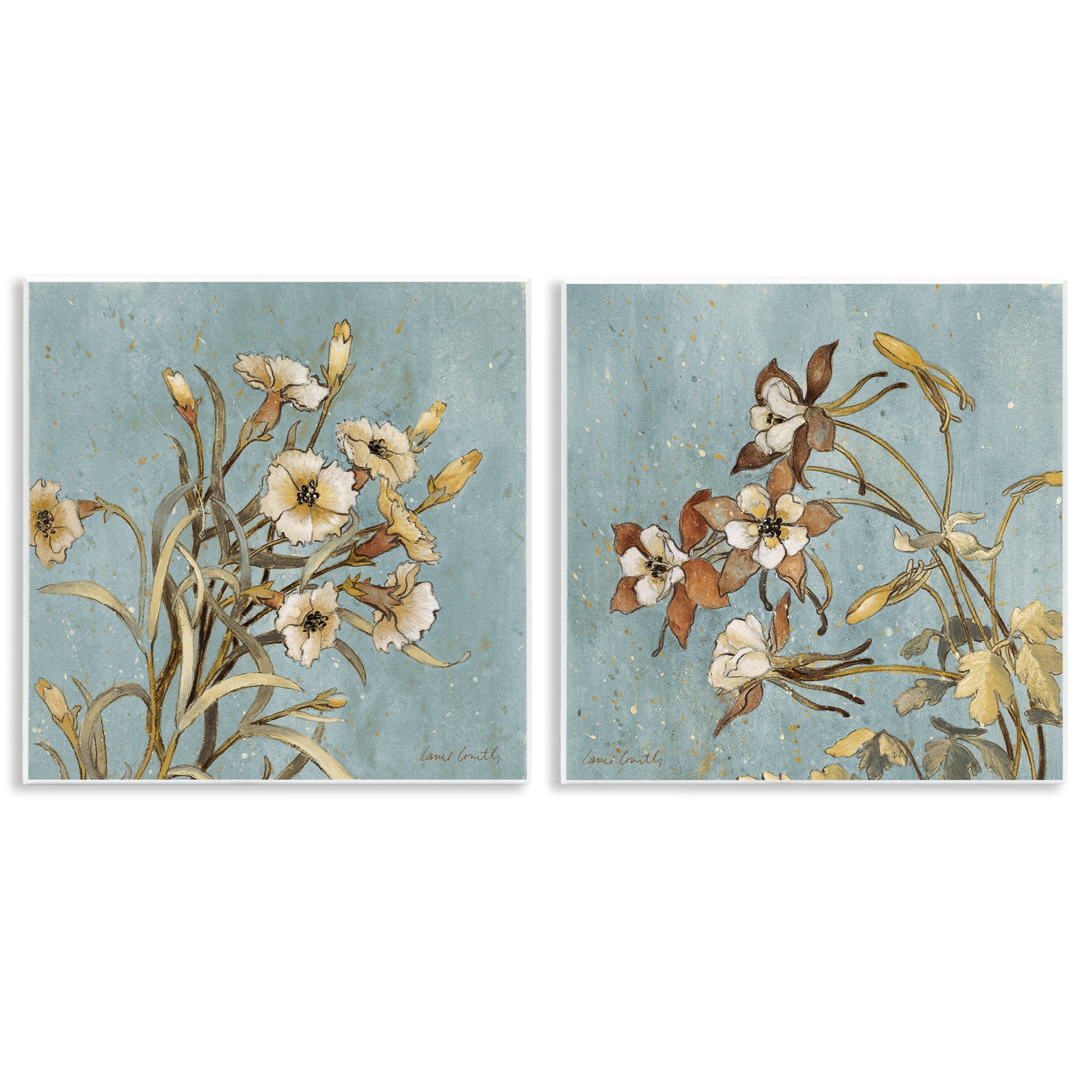 Stupell Industries Traditional Flower Portrait Plants & Flowers Painting Unframed Art Print Wall Art, 12 x 12, Set of 2