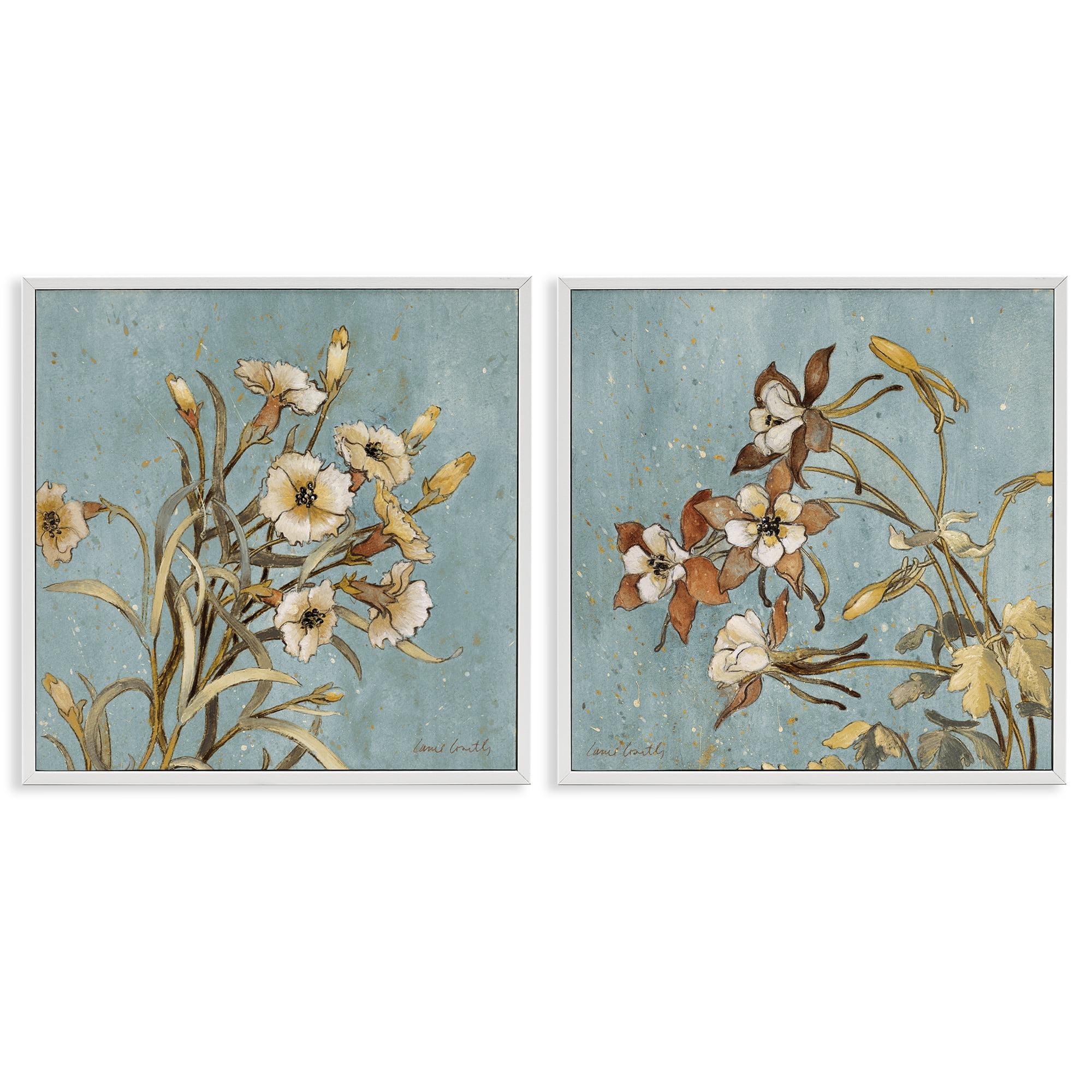 Stupell Industries Traditional Flower Portrait Plants & Flowers Painting White Framed Art Print Wall Art, 12 x 12, Set of 2