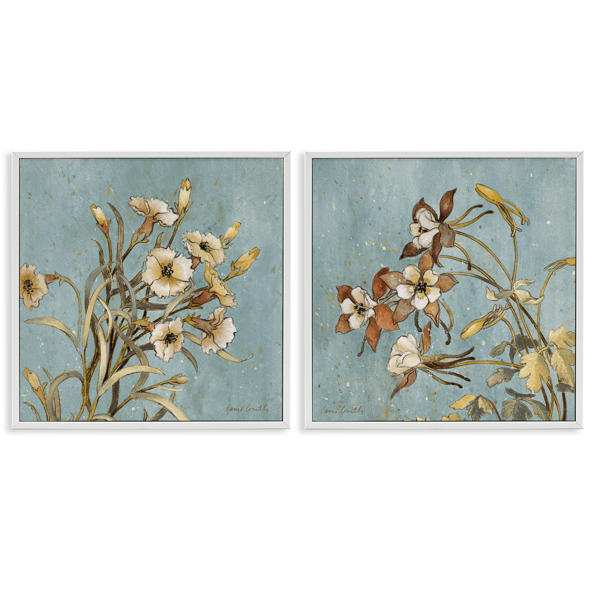 Stupell Industries Traditional Flower Portrait Plants & Flowers Painting White Framed Art Print Wall Art, 24 x 24, Set of 2